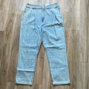 So Super high rise straight woven denim jean pant quilted design waistband 17 33